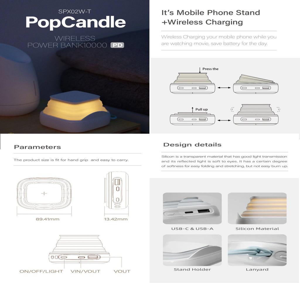 mipow pop candle pd 18w 10000mah power bank with night lamp 1 1